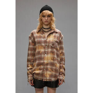 NWT~R13 Bleached Light Orange Shredded Seam Shirt Size XS